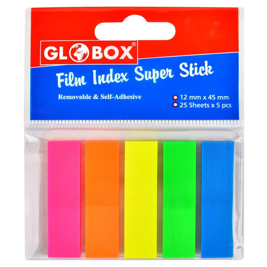 Globox Yapışkanlı Not Kağıdı Film İndex 12 mm x 45 mm Sayfa İşareti 5 Renk 25 Yaprak